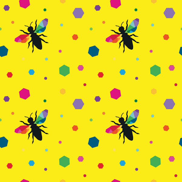 CREATE Colour Hexie Bees Yellow - SALE $15.00 p/m