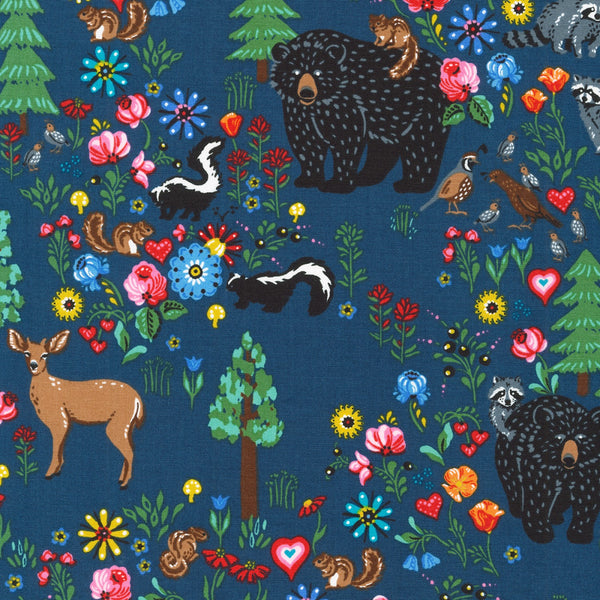 HIDDEN CANYON Forest Animals Blue - SALE $15.00 p/m