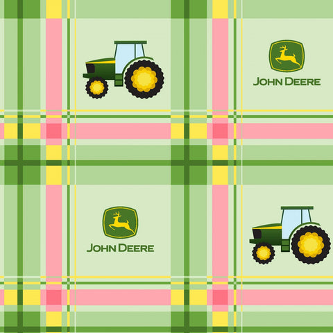 JOHN DEERE Tractor Tartan Green Pink - FAT QUARTER
