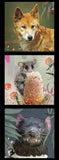 KARIN ROBERTS COLLECTION Dingo, Tassie Devil, Sugar Glider 3 Block Panel - SALE $7.00