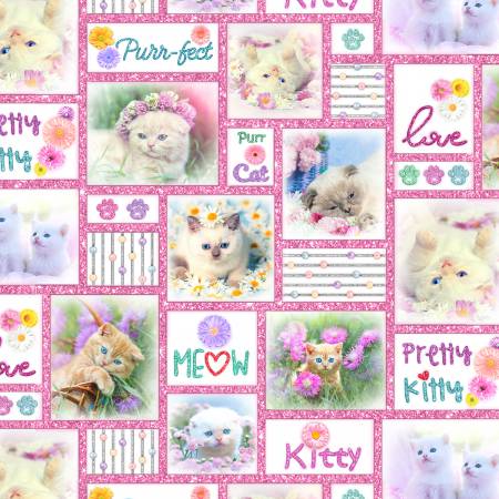 KITTY GLITTER Pink Kitty Patchwork