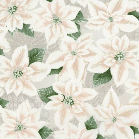LET IT SPARKLE Poinsettia Silver - FAT QUARTER