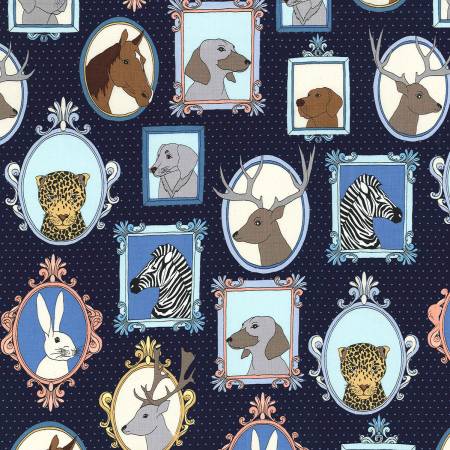 LITTLE ANIMAL PORTRAITS Navy - SALE $15.00 p/m