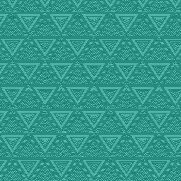 LIVING IN THE WILD Triangles Teal - SALE $15.00 p/m