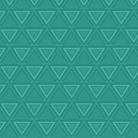LIVING IN THE WILD Triangles Teal - SALE $15.00 p/m