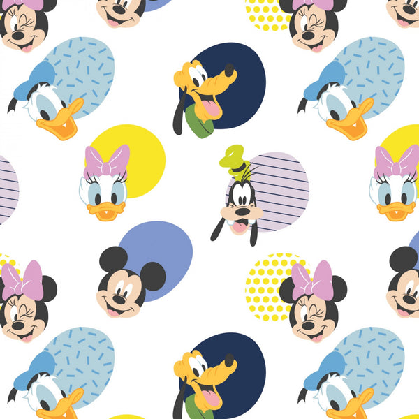 MICKEY MOUSE PLAY ALL DAY Hello Memphis White - FAT QUARTER