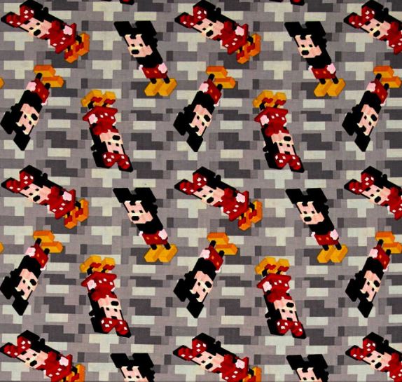 MINNIE & MICKEY MOUSE Crossy Road Grey - FAT QUARTER