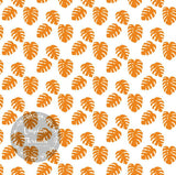CUSTOM DIGITAL WOVEN (Cotton Poplin 140gsm) Mod Sloths - Tropical Leaves Orange