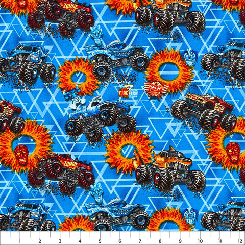 MONSTER JAM Fire & Ice Blue - FAT QUARTER