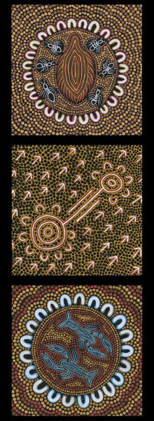 NGURAMBANG COLLECTION Aboriginal Art Echidna, Emu, Crayfish Panel - SALE $7.50 per panel