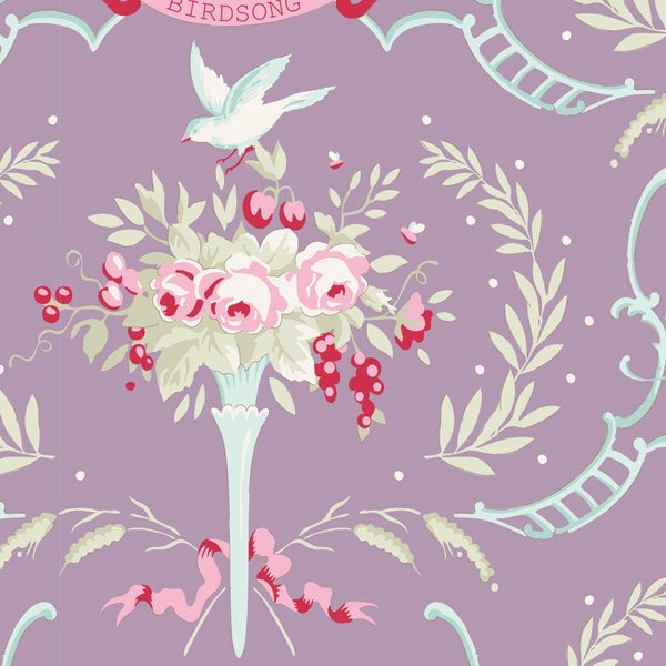 OLD ROSE COLLECTION Birdsong Floral Mauve Lilac - SALE $22.00 p/m