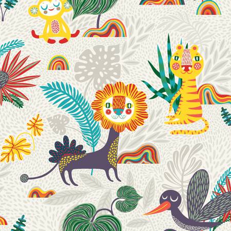 OVER & UNDER Toss Light Khaki - FAT QUARTER