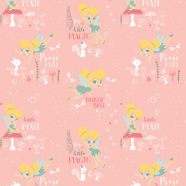 PETER PAN & TINKERBELL Tinkerbell Pixie Magic Pink - FAT QUARTER