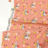 PETER RABBIT FLOWERS & DREAMS Floral Bee Peachy Pink - FAT QUARTER