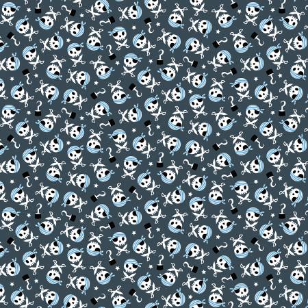 PIRATE'S LIFE Skulls & Swords Grey - FAT QUARTER