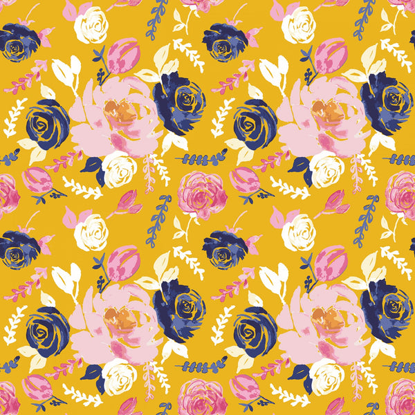 RILEY BLAKE JERSEY KNIT Floral Gold - SALE $17.00 p/m