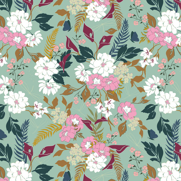 RILEY BLAKE CHALLIS RAYON Whimsical Freefly Mint - SALE $21.00 p/m