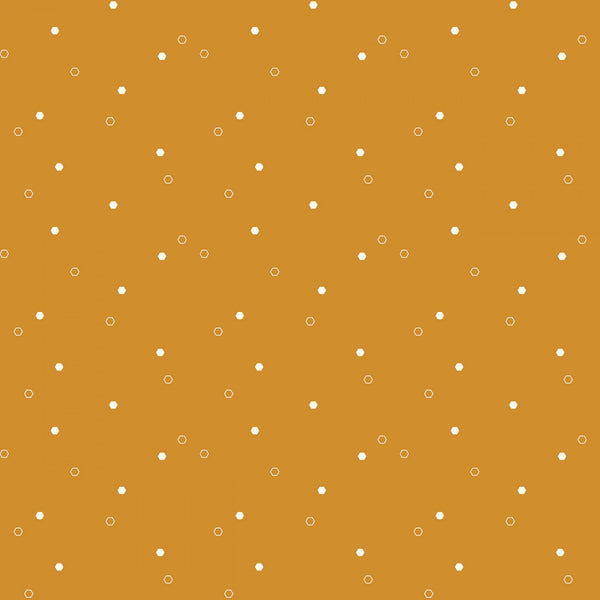 DAISY FIELDS Scattered Hexies Butterscotch - SALE $19.00 p/m