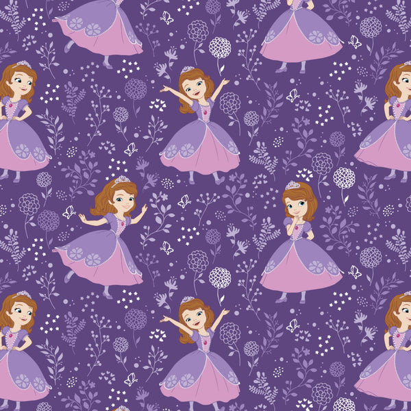 SOFIA THE FIRST Dancing on Purple - FAT QUARTER