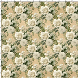 CUSTOM DIGITAL WOVEN (Cotton Sateen 150gsm) Steampunk Skulls - Ivory Floral Diagonals