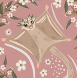 AUSTRALIANA BUSH Sugar Gliders Dusty Pink (Woven) - SALE $19.00 p/m