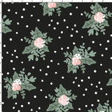 CUSTOM DIGITAL WOVEN (Cotton Poplin 140gsm) Sweet Pastel Christmas - Holly on Black