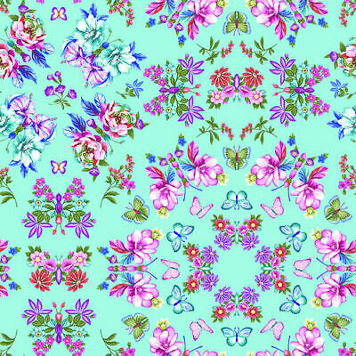 SWEET PERFUME Floral Medallions Turquoise - SALE $13.00 p/m