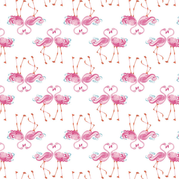 THE GIRLS COLLECTION Flamingle White - FAT QUARTER