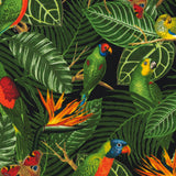 TROPICAL Perched Birds Green - SALE $15.00 p/m