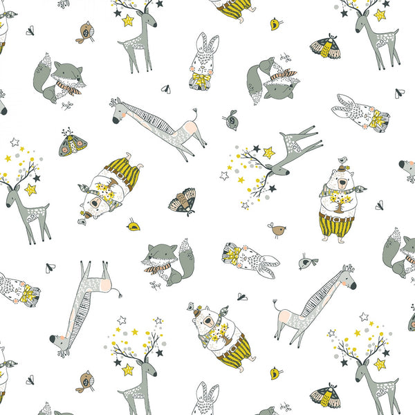 WHIMSICALS Cute Critters White - FAT QUARTER