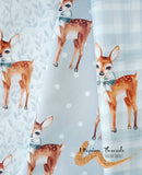 CUSTOM DIGITAL KNIT (Cotton Lycra 230gsm - 240gsm) Woodland Fawn on Gingham