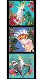 BOTANICAL BIRDS Tropical Birds Turquoise 3 Block Panel